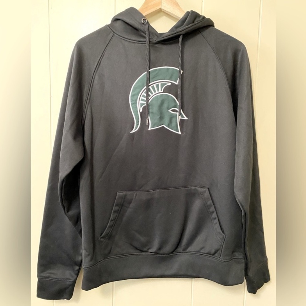 Michigan State Colosseum Charcoal Hoodie with Spartan Logo